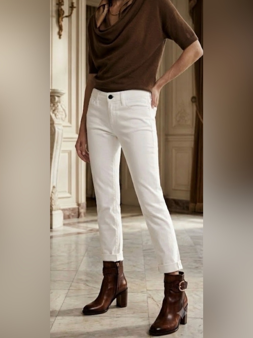 Abercrombie & Fitch White Ankle Slim Jeans